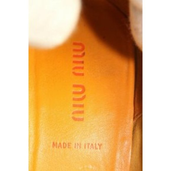 Miu Miu Khaki Canvas Orange Kitten Heels - Picture 8 of 12